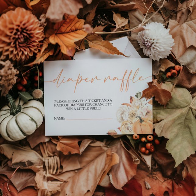 A Little Pumpkin Fall Baby Shower Diaper Raffle Enclosure Card (Creator Uploaded)