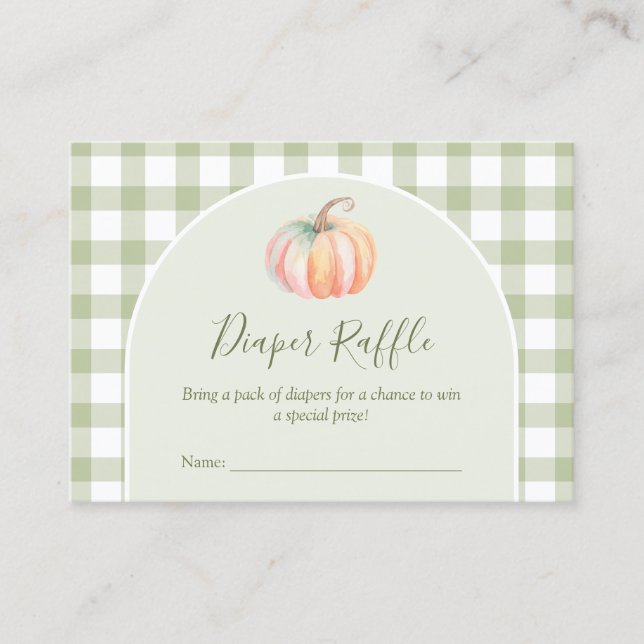 A Little Pumpkin Fall Baby Shower Diaper Raffle Enclosure Card (Front)