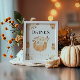 A Little Pumpkin Fall Baby Shower Drinks Sign