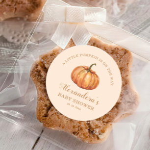A Little Pumpkin Fall Baby Shower Favour Classic Round Sticker