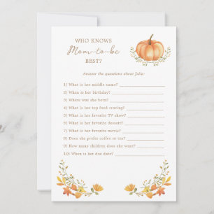 A Little Pumpkin Fall Baby Shower Game Card