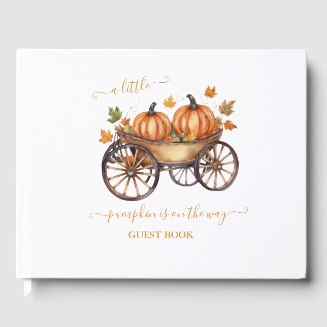 A Little Pumpkin Fall Baby Shower Gender Neutral Guest Book (Front)