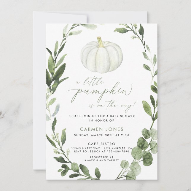 A Little Pumpkin Fall Baby Shower Gender Neutral Invitation (Front)