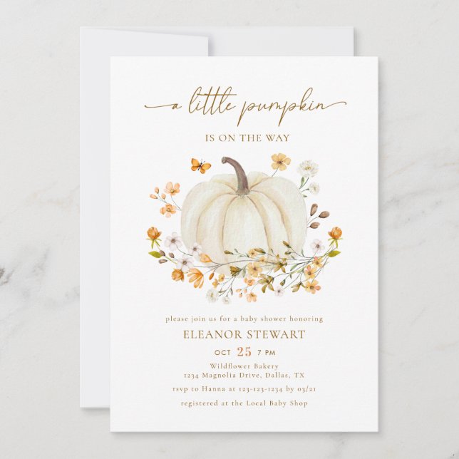 A Little Pumpkin Fall Baby Shower Gender Neutral Invitation (Front)
