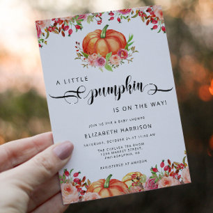 A Little Pumpkin Fall Baby Shower   Gender Neutral Invitation