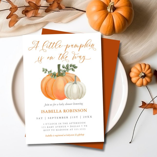 A Little Pumpkin Fall Baby Shower | Gender Neutral Invitation (little pumpkin fall baby shower invitation
)