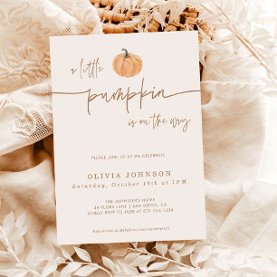 A Little Pumpkin Fall Baby Shower Gender Neutral Invitation