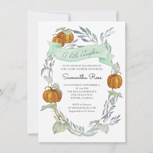 A Little Pumpkin Fall Baby Shower Gender Neutral Invitation (Front)
