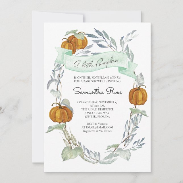 A Little Pumpkin Fall Baby Shower Gender Neutral Invitation (Front)