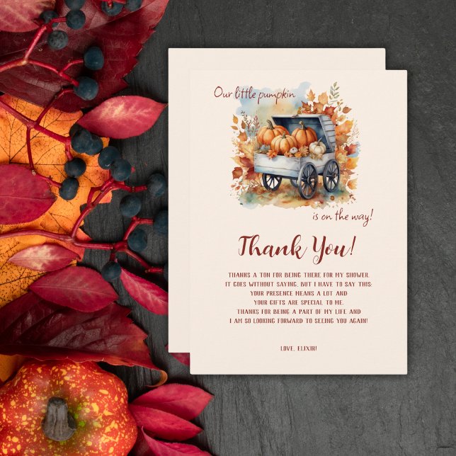 A Little Pumpkin Fall Baby Shower | Gender Neutral Thank You Card (Creator Uploaded)