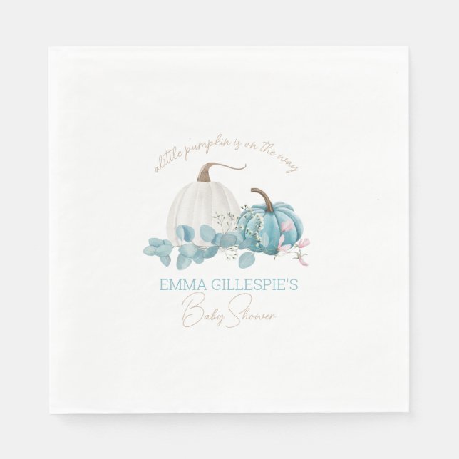 A Little Pumpkin Fall Baby Shower Napkin (Front)