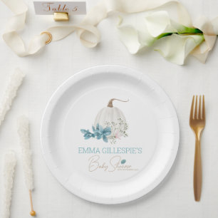 A Little Pumpkin Fall Baby Shower Paper Plate