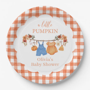 A little pumpkin fall Baby Shower Paper Plate