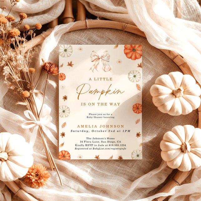 A Little Pumpkin Fall Baby Shower, Pink Baby Girl  Invitation (Creator Uploaded)
