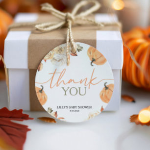 A Little Pumpkin Fall Baby Shower Round Favour Tags