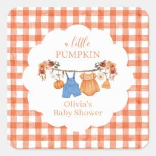 A little pumpkin fall Baby Shower Square Sticker