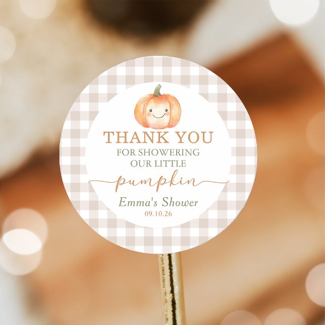 A Little Pumpkin Fall Baby Shower Sticker (Creator Uploaded)
