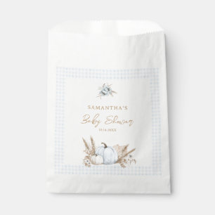 A Little Pumpkin Fall Blue Gingham Boy Baby Shower Favour Bags