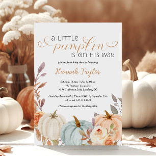 A Little Pumpkin Fall Boy Baby Shower  Invitation