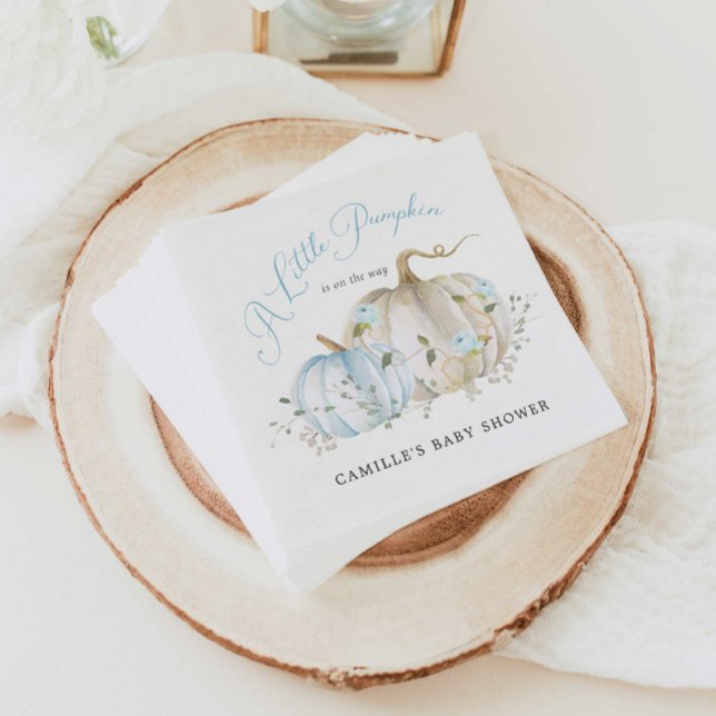 A Little Pumpkin Fall Boy Baby Shower Paper Napkin (Little Pumpkin Boy Baby Shower Napkins)