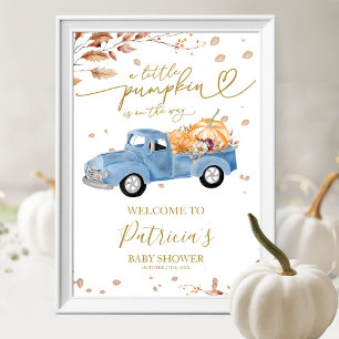 A Little Pumpkin Fall Boy Baby Shower Welcome Sign
