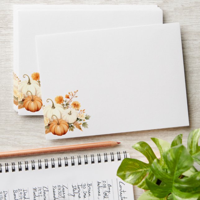 A Little Pumpkin Fall Floral Baby Shower Envelope (Stacked)