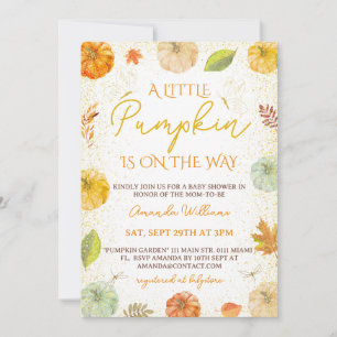 A Little Pumpkin Fall Floral Baby Shower Girl Invitation