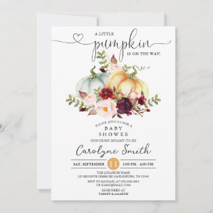 A Little Pumpkin Fall Floral Baby Shower Invitation