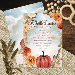 A Little Pumpkin   Fall Floral Baby Shower Invitation