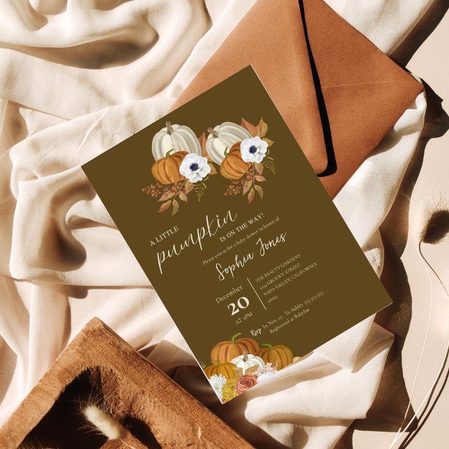 A Little Pumpkin | Fall | Floral baby shower Invitation (Creator Uploaded)