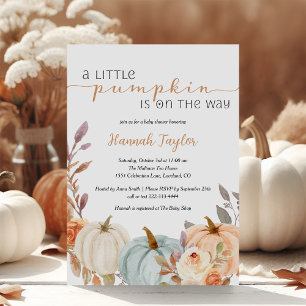 A Little Pumpkin Fall Floral Baby Shower  Invitation