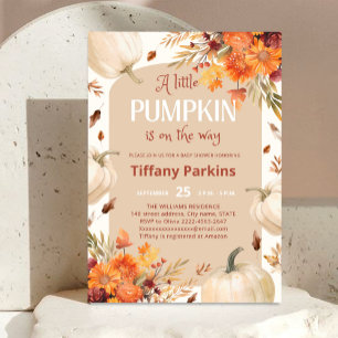 A Little Pumpkin Fall flower Baby Shower Invitation