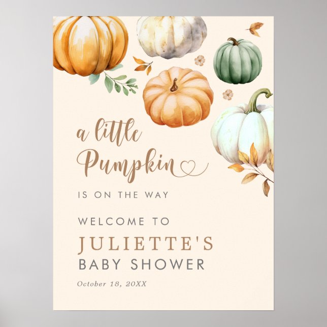 A Little Pumpkin Fall Foliage Baby Shower Welcome Poster (Front)