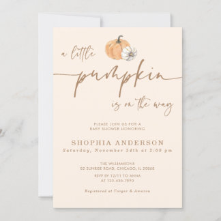 A Little Pumpkin Fall Gender Neutral Baby Shower Invitation