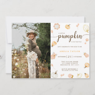 A Little Pumpkin Fall Photo Baby Shower Invitation