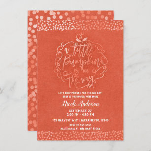 A little Pumpkin Fall Rustic Orange Baby Shower Invitation