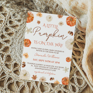 A Little Pumpkin Floral Autumn Fall Baby Shower Invitation