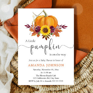 A Little Pumpkin Floral Baby Shower Invitation