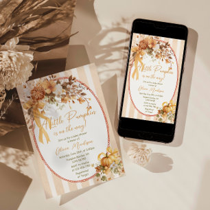 A Little Pumpkin Floral Baby Shower Invitation