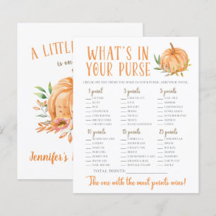 A Little Pumpkin Floral Baby Shower Purse Game
