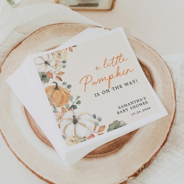 A Little Pumpkin Floral Boho Rustic Baby Shower Napkin (Creator Uploaded)