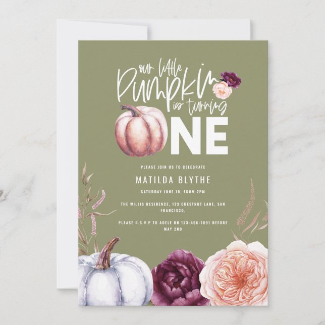 A little pumpkin floral fall 1st birthday (Front)