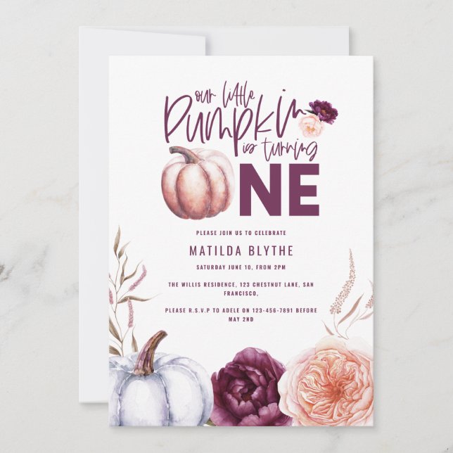 A little pumpkin floral fall 1st birthday (Front)