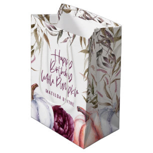 A little pumpkin floral fall birthday party medium gift bag