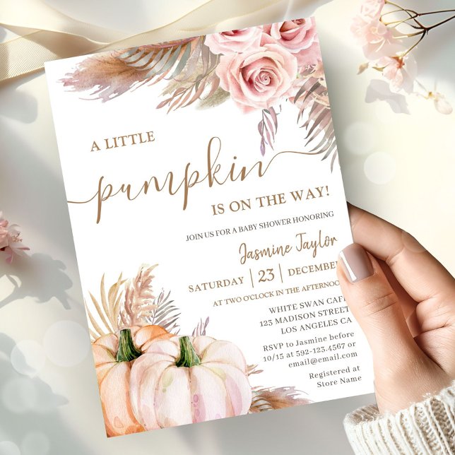 A Little Pumpkin Floral Fall Pumpkin Baby Shower Invitation (Creator Uploaded)
