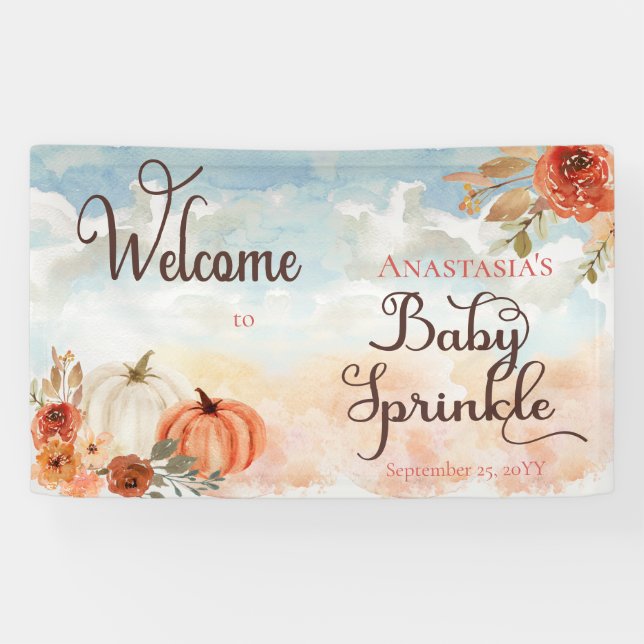 A Little Pumpkin Floral Girl Baby Sprinkle Welcome Banner (Horizontal)