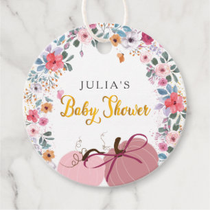 A little Pumpkin Flower Wreath Fall on the Way Favour Tags