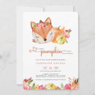 A Little Pumpkin Fox Is On The Way Baby Shower Inv Invitation