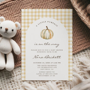 A little Pumpkin Gingham Baby Shower Invitation