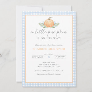 A Little Pumpkin | Gingham | Baby Shower Invite